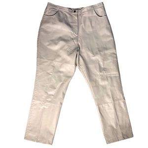 GUILLAUME Neutral Genuine Leather Pants